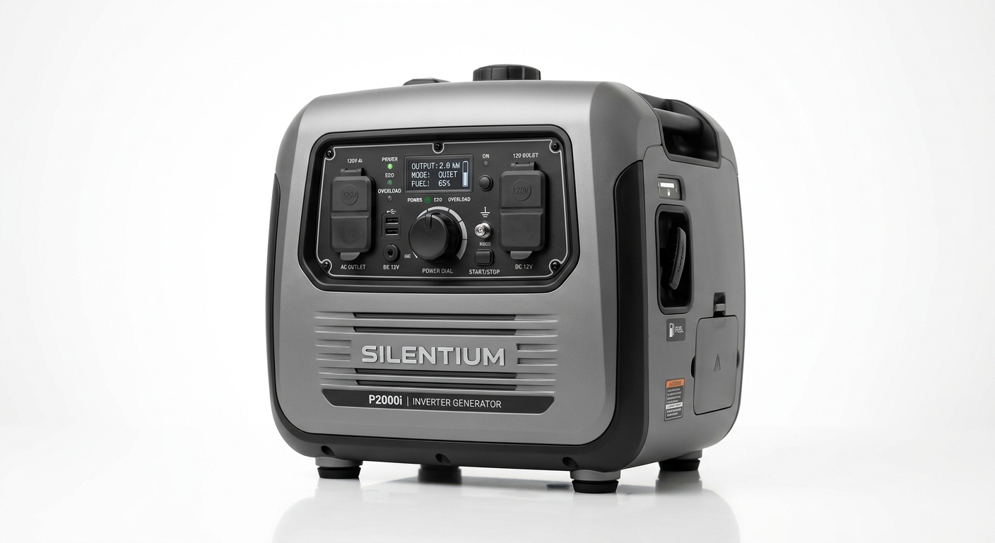 גנרטור אינוורטר נייד Silentium P2000i בצבע אפור עם לוח בקרה דיגיטלי חכם